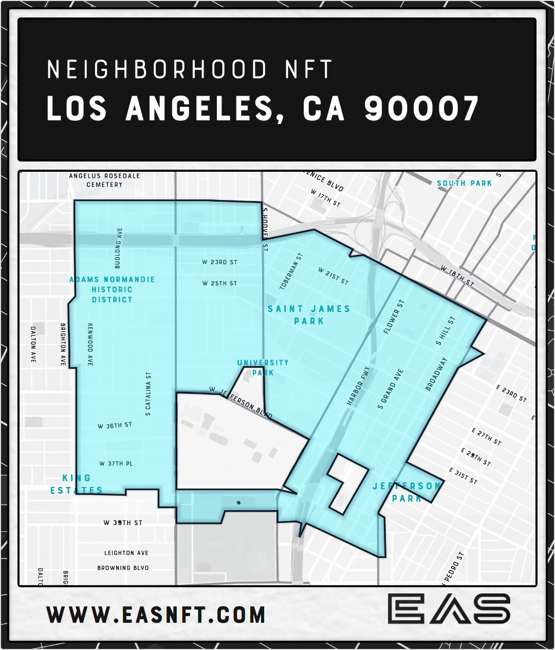 Mapstone Neighborhood NFT preview for a Los Angeles postal code