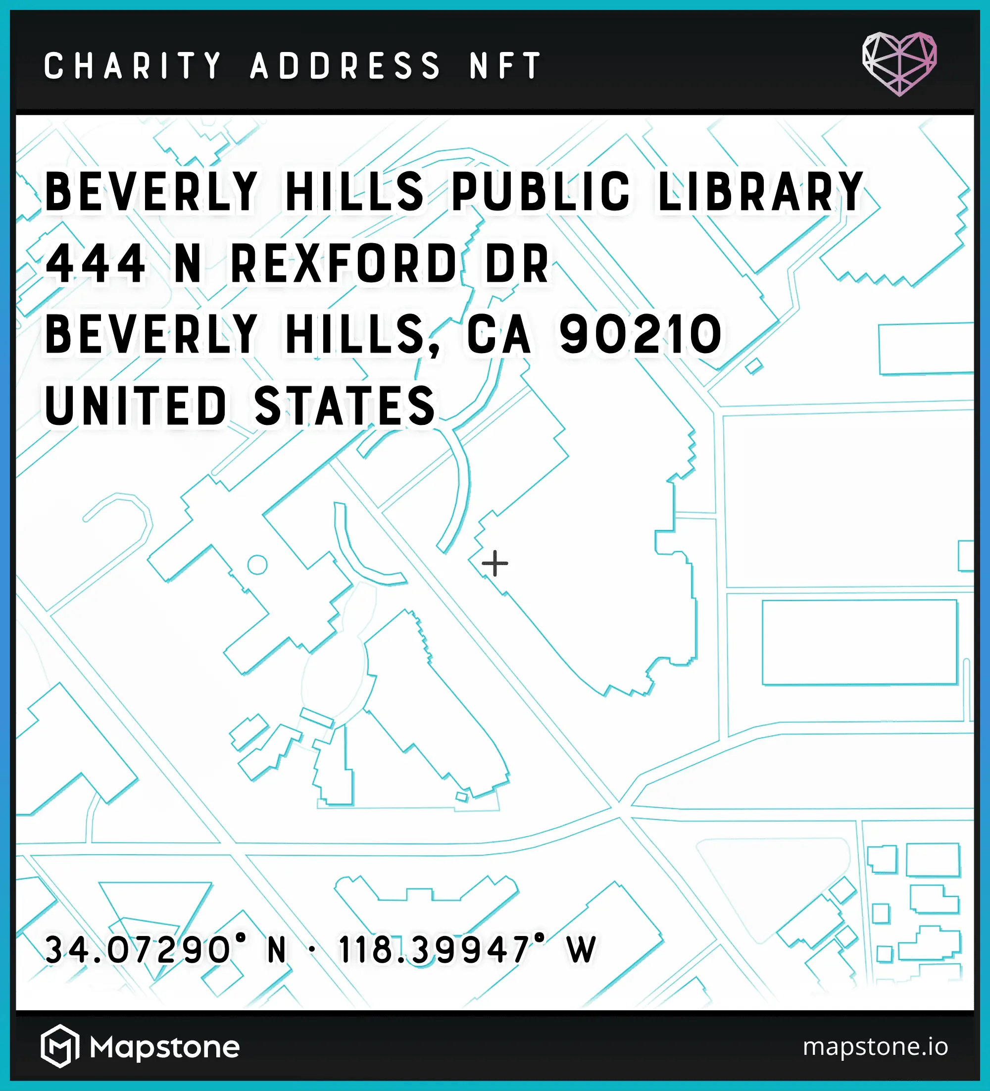 Charity Address NFT for Beverly Hills Public Library at 444 North Rexford Drive